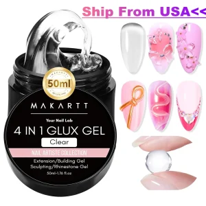 Makartt Solid Gel Builder: 4-in-1 50g Large Capacity Clear Non-sticky for Extension 3D Sculpting Nail, UV Glue for Acrylic Tips,