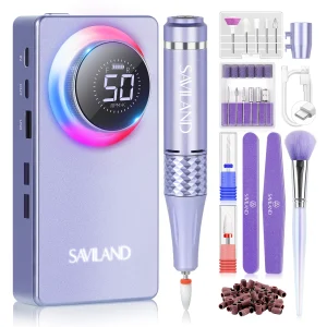 SAVILAND 50000RPM Rechargeable Electric Nail Drill Machine Professional Drill Bit Tools for Acrylic Gel Nails Fast Removal