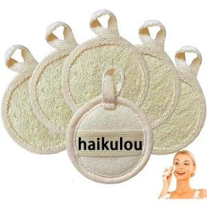 Natural Loofah Exfoliating Face Scrubber for Daily Facial Cleansing in Shower Biodegradable Shower Loofa Sponge Pads for Women