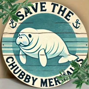 Tin Painting - Save the Chubby Mermaids Rustic Nautical Theme