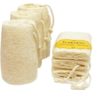 Natural Loofah Exfoliating Body Scrubber for Bath and Shower Use Biodegradable Shower Sponge Set of 3 for Women and Men Gentle