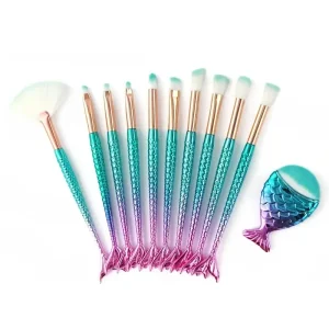Mermaid Makeup Brush Sets Soft Nylon Bristles