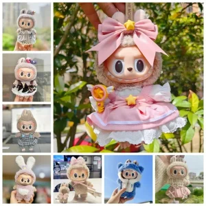 Labubu Clothes outfit Labubu Sitting Party Bear Label Scarf Hat Bag Dolls Accessories Cute Decoration