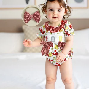 Adorable Toddler Mermaid Scale Print Romper with Flutter Sleeves and Matching Headband for Little Princesses